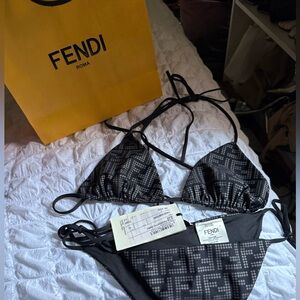 Fendi Black and White Geometric Bikini